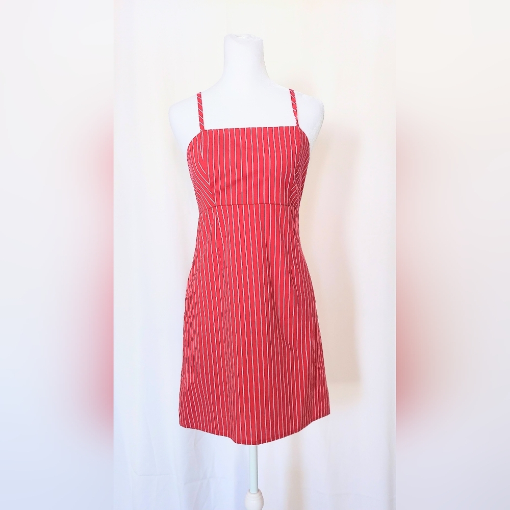 Kendall & Kylie Square Neck Spaghetti Strap Mini Dress Pink Stripes Size XS